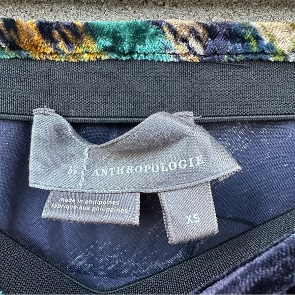 By Anthropologie The Tilda Velvet Slip Skirt Dar Turquoise Abstract - Picture 12 of 12